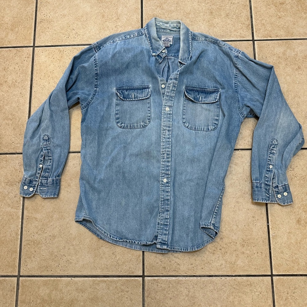 Vintage Light Blue Denim Button-Down Workshirt